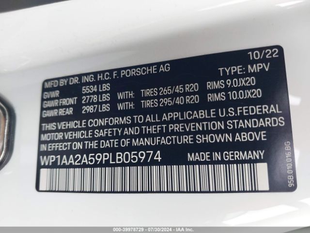 Photo 8 VIN: WP1AA2A59PLB05974 - PORSCHE MACAN 