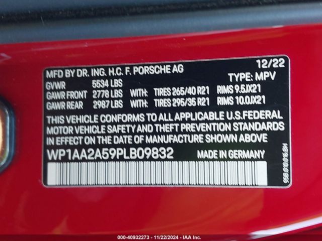 Photo 8 VIN: WP1AA2A59PLB09832 - PORSCHE MACAN 