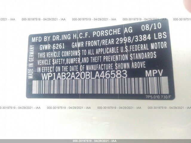 Photo 8 VIN: WP1AB2A20BLA46583 - PORSCHE CAYENNE 