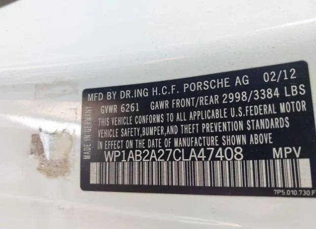 Photo 8 VIN: WP1AB2A27CLA47408 - PORSCHE CAYENNE 