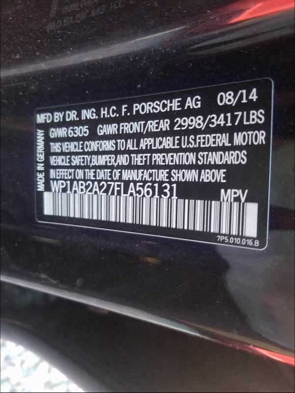 Photo 9 VIN: WP1AB2A27FLA56131 - PORSCHE CAYENNE 