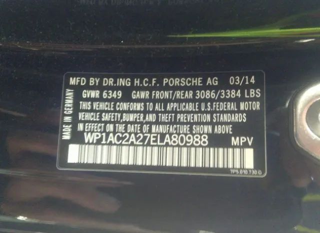 Photo 8 VIN: WP1AC2A27ELA80988 - PORSCHE CAYENNE 