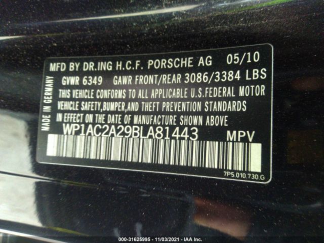 Photo 8 VIN: WP1AC2A29BLA81443 - PORSCHE CAYENNE 