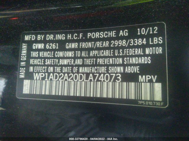 Photo 8 VIN: WP1AD2A20DLA74073 - PORSCHE CAYENNE 