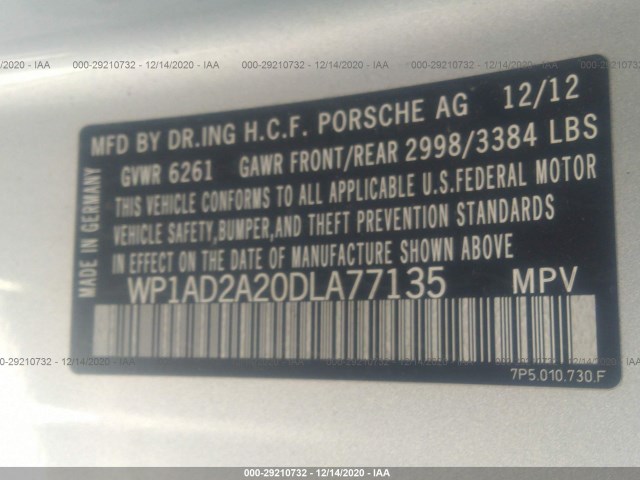 Photo 8 VIN: WP1AD2A20DLA77135 - PORSCHE CAYENNE 