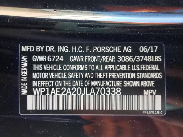 Photo 9 VIN: WP1AE2A20JLA70338 - PORSCHE CAYENNE SE 