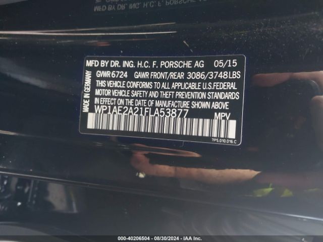 Photo 8 VIN: WP1AE2A21FLA53877 - PORSCHE CAYENNE 