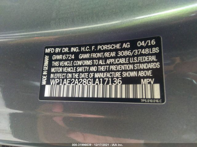 Photo 8 VIN: WP1AE2A28GLA17136 - PORSCHE CAYENNE 