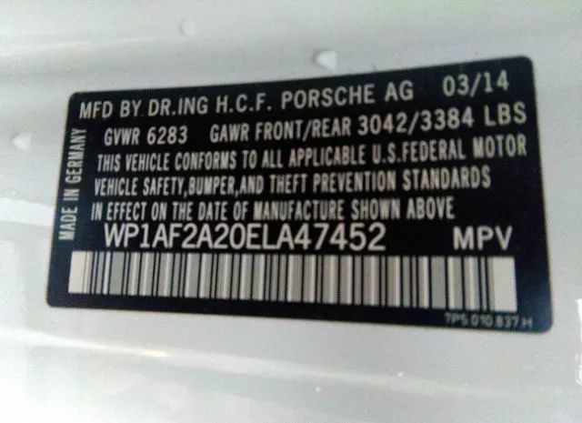 Photo 8 VIN: WP1AF2A20ELA47452 - PORSCHE CAYENNE 