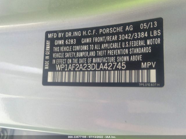 Photo 8 VIN: WP1AF2A23DLA42745 - PORSCHE CAYENNE 