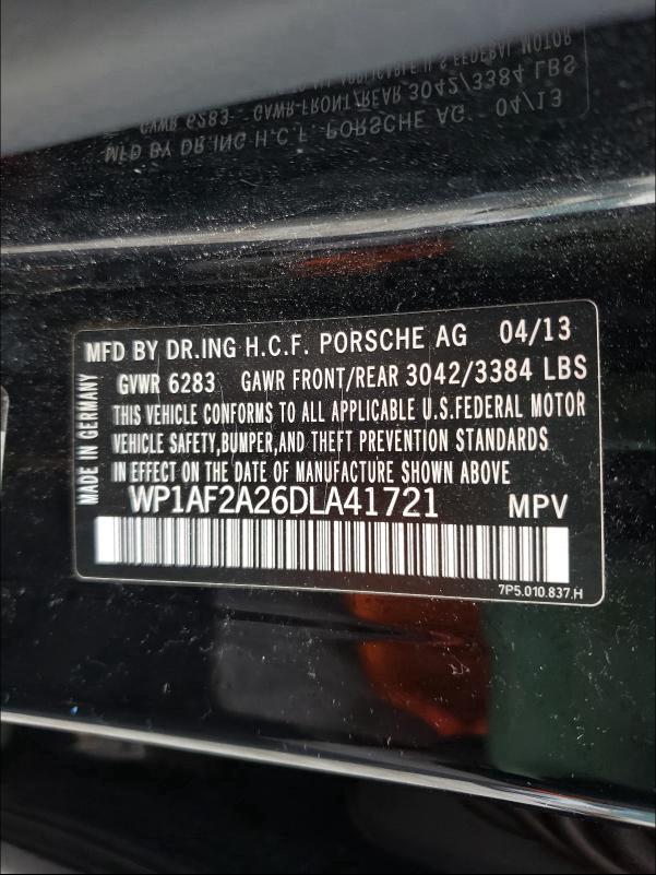 Photo 9 VIN: WP1AF2A26DLA41721 - PORSCHE CAYENNE 