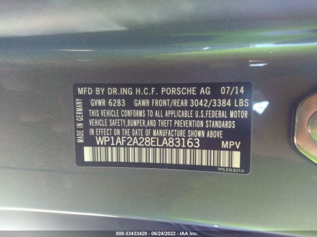 Photo 8 VIN: WP1AF2A28ELA83163 - PORSCHE CAYENNE 