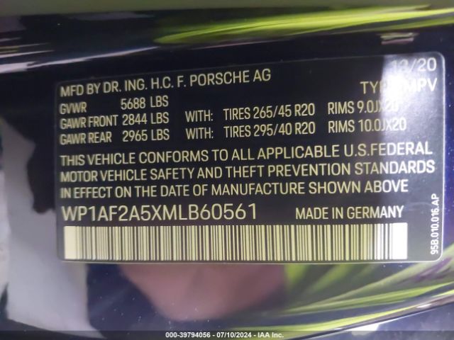 Photo 8 VIN: WP1AF2A5XMLB60561 - PORSCHE MACAN 