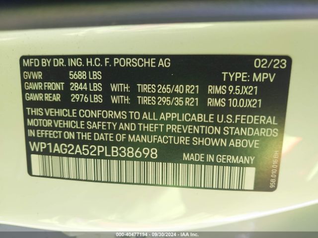 Photo 8 VIN: WP1AG2A52PLB38698 - PORSCHE MACAN 