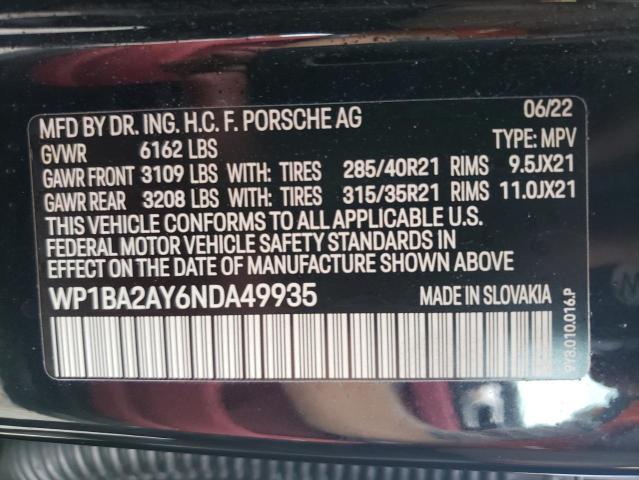 Photo 13 VIN: WP1BA2AY6NDA49935 - PORSCHE CAYENNE CO 