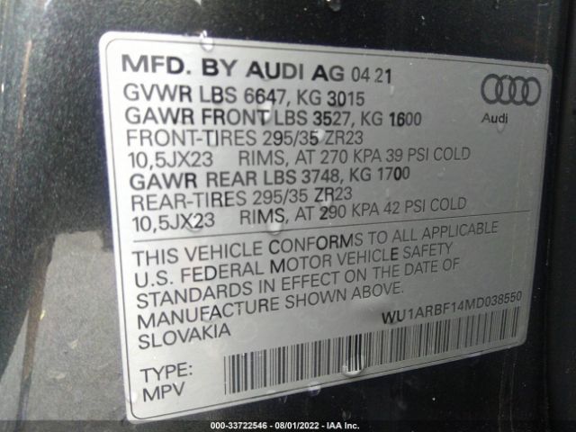 Photo 8 VIN: WU1ARBF14MD038550 - AUDI RS Q8 