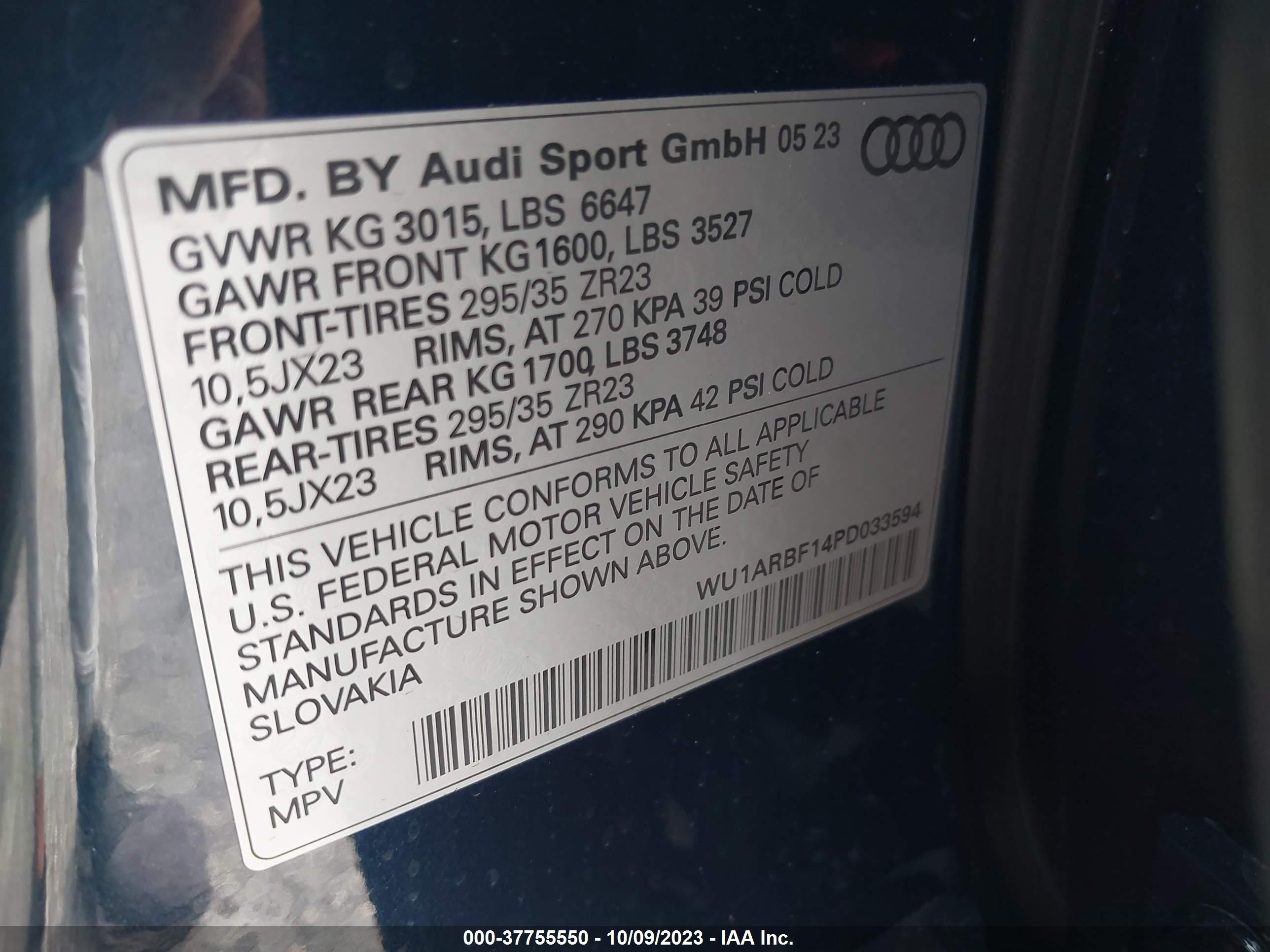 Photo 8 VIN: WU1ARBF14PD033594 - AUDI RS Q8 