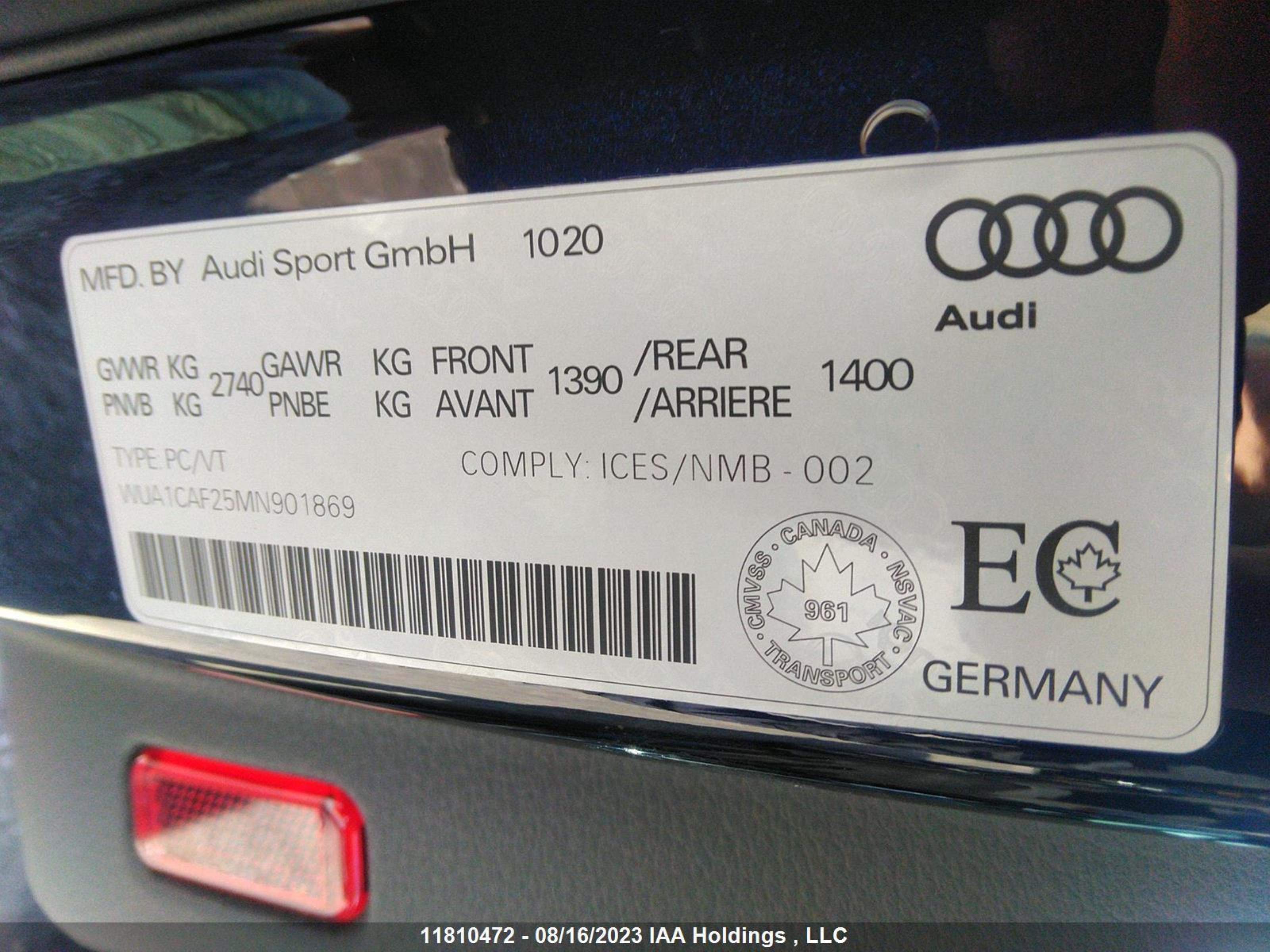 Photo 8 VIN: WUA1CAF25MN901869 - AUDI RS6 