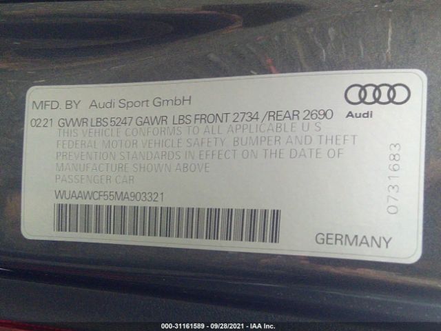 Photo 8 VIN: WUAAWCF55MA903321 - AUDI RS 5 SPORTBACK 