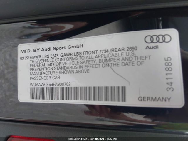 Photo 8 VIN: WUAAWCF59PA900782 - AUDI RS5 