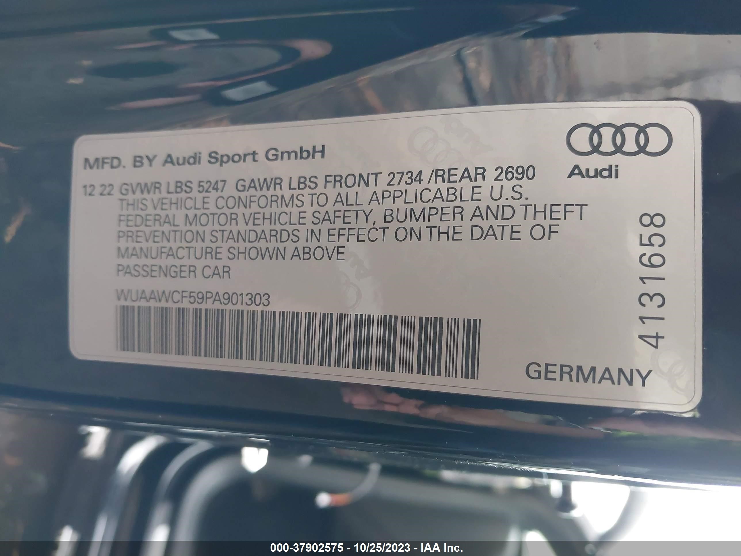 Photo 8 VIN: WUAAWCF59PA901303 - AUDI RS5 