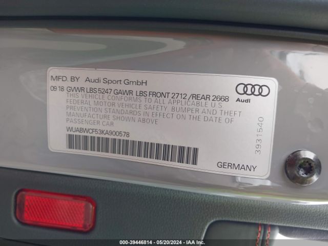 Photo 8 VIN: WUABWCF53KA900578 - AUDI RS 5 