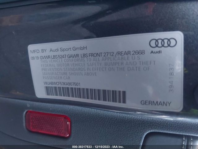 Photo 8 VIN: WUABWCF53KA907501 - AUDI RS5 