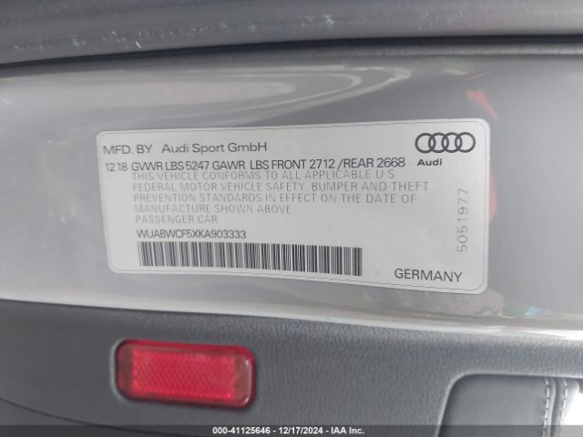 Photo 8 VIN: WUABWCF5XKA903333 - AUDI RS 5 