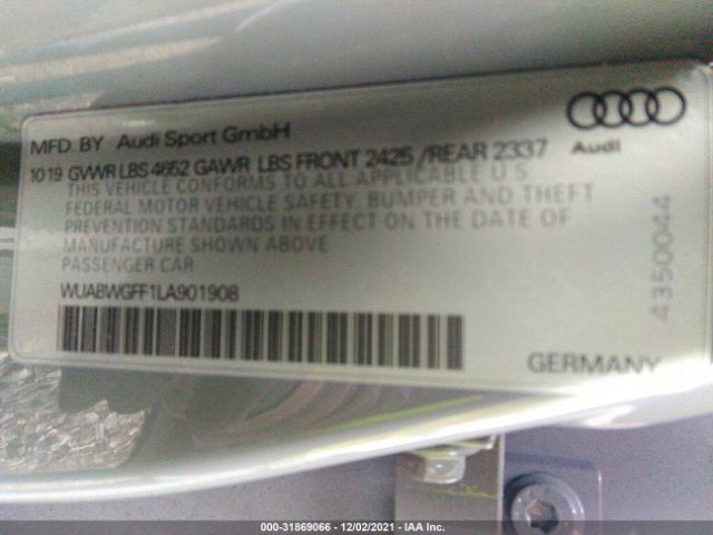 Photo 8 VIN: WUABWGFF1LA901908 - AUDI RS 3 