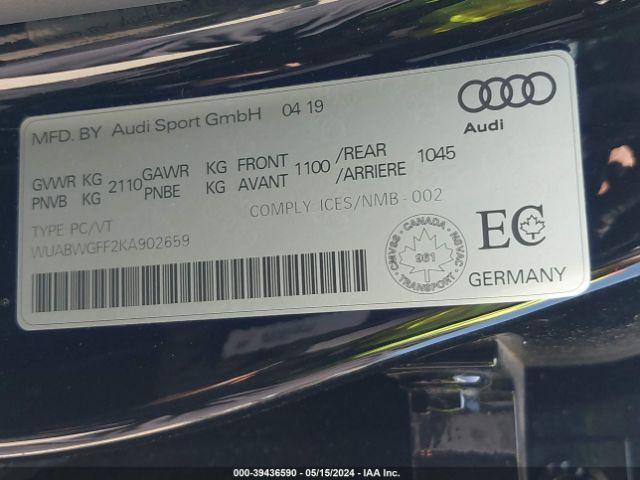 Photo 8 VIN: WUABWGFF2KA902659 - AUDI RS 3 