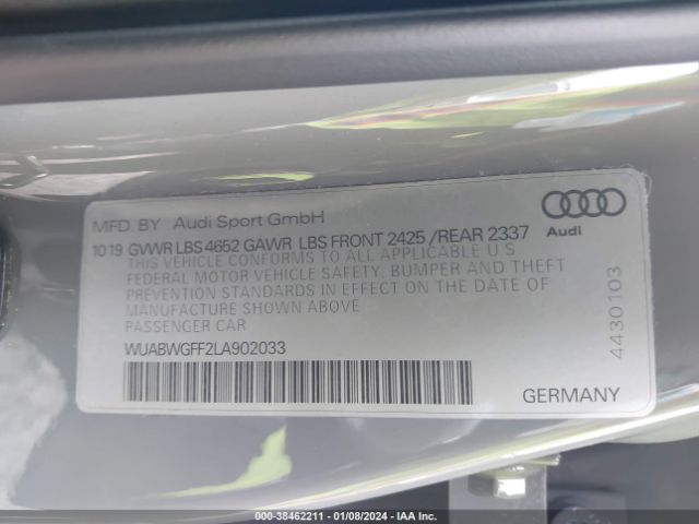 Photo 8 VIN: WUABWGFF2LA902033 - AUDI RS 3 