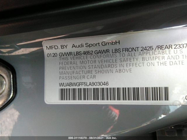 Photo 8 VIN: WUABWGFF5LA903046 - AUDI RS3 