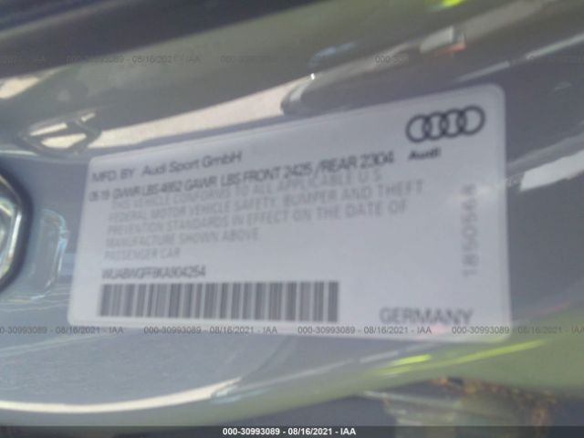 Photo 8 VIN: WUABWGFF8KA904254 - AUDI RS 3 