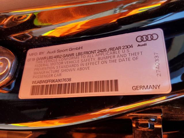 Photo 11 VIN: WUABWGFF8KA907638 - AUDI RS3 