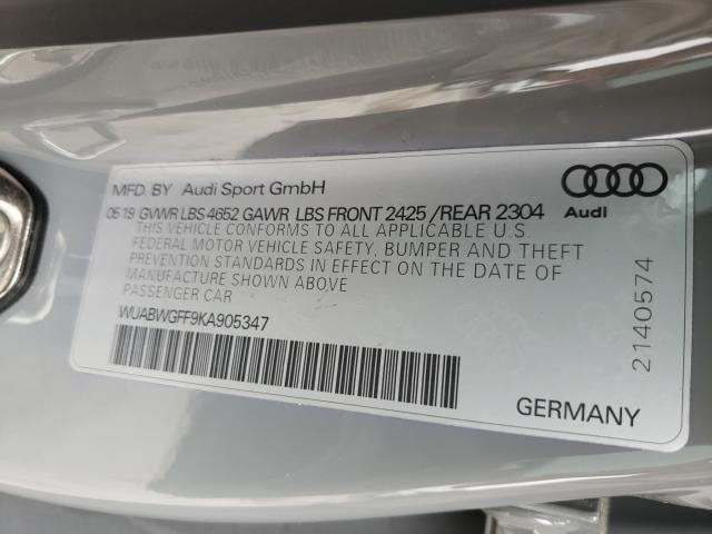 Photo 9 VIN: WUABWGFF9KA905347 - AUDI RS3 