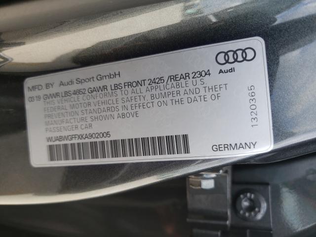 Photo 9 VIN: WUABWGFFXKA902005 - AUDI RS 3 