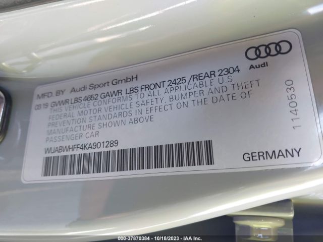 Photo 8 VIN: WUABWHFF4KA901289 - AUDI RS 3 