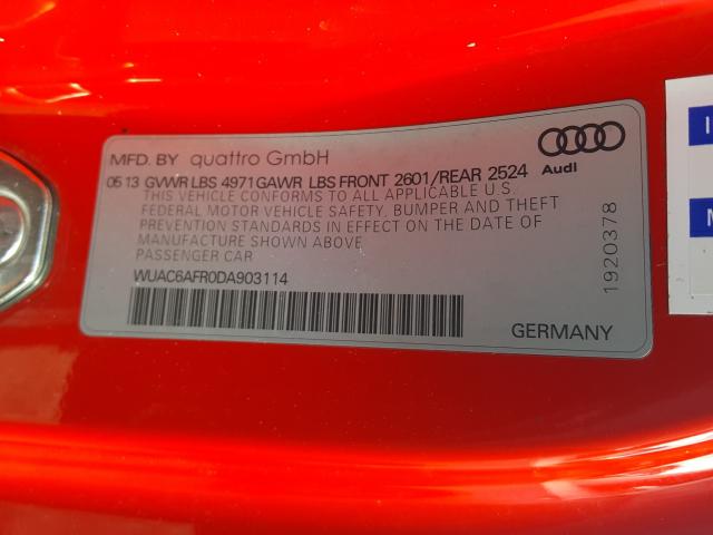 Photo 9 VIN: WUAC6AFR0DA903114 - AUDI RS5 