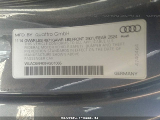 Photo 8 VIN: WUAC6AFRXFA901065 - AUDI RS 5 