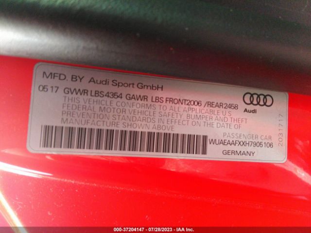 Photo 8 VIN: WUAEAAFXXH7905106 - AUDI R8 