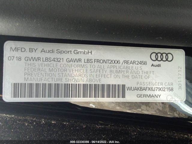 Photo 8 VIN: WUAKBAFX6J7902158 - AUDI R8 COUPE 