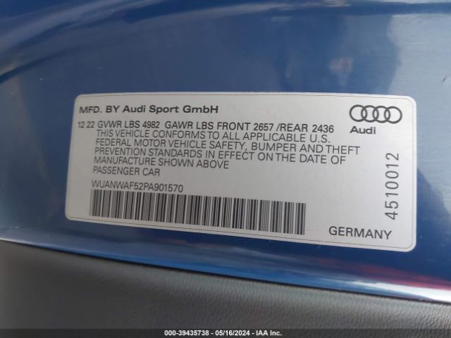 Photo 8 VIN: WUANWAF52PA901570 - AUDI RS 5 