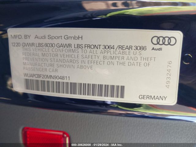 Photo 8 VIN: WUAPCBF20MN904811 - AUDI RS 7 SPORTBACK 