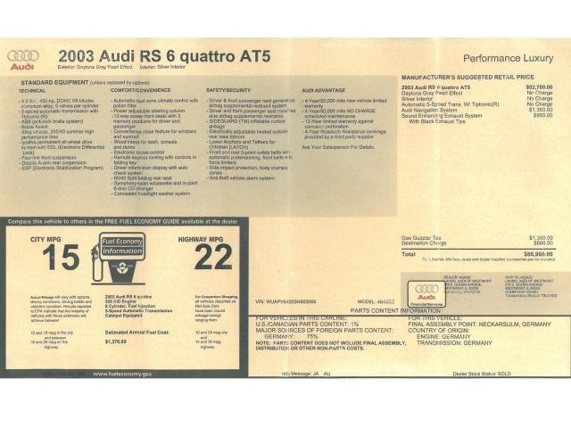 Photo 8 VIN: WUAPV64B53N905066 - AUDI RS6 