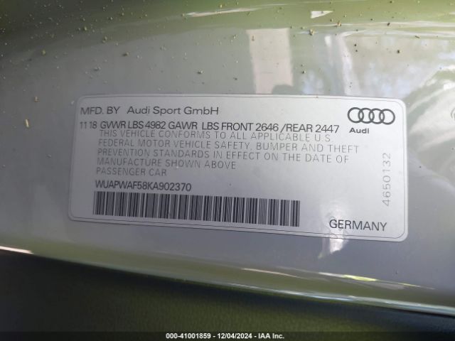 Photo 8 VIN: WUAPWAF58KA902370 - AUDI RS 5 