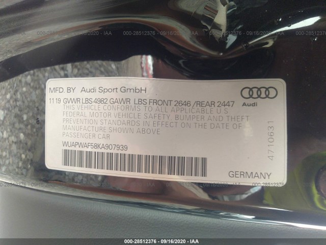 Photo 8 VIN: WUAPWAF58KA907939 - AUDI RS 5 COUPE 