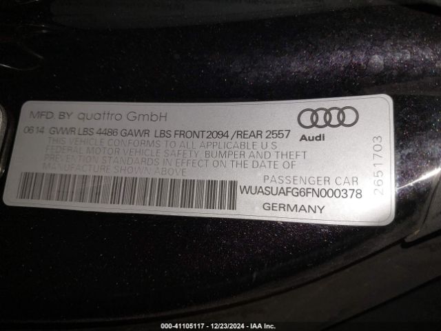 Photo 8 VIN: WUASUAFG6FN000378 - AUDI R8 