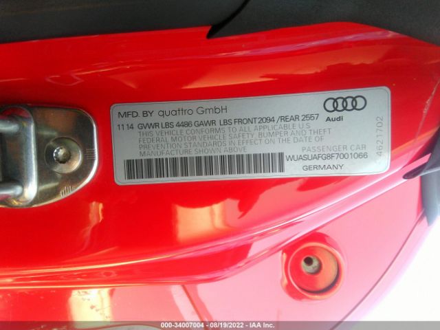 Photo 8 VIN: WUASUAFG8F7001066 - AUDI R8 