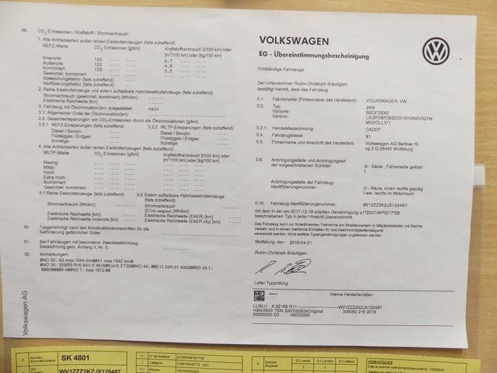 Photo 12 VIN: WV1ZZZ2KZJX129487 - VOLKSWAGEN CADDY MAXI VAN 