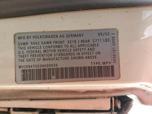 Photo 12 VIN: WV2KB470X3H009036 - VOLKSWAGEN EUROVAN 